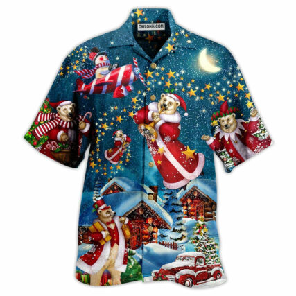 Christmas Bear Santa In The Night - Hawaiian Shirt - Owl Ohh - Owl Ohh