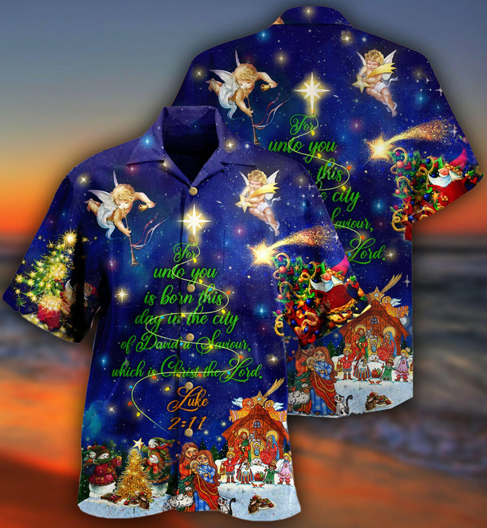 Christmas Christ The Lord In Blue - Hawaiian Shirt - Owl Ohh - Owl Ohh