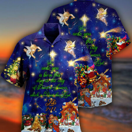 Christmas Christ The Lord In Blue - Hawaiian Shirt - Owl Ohh - Owl Ohh