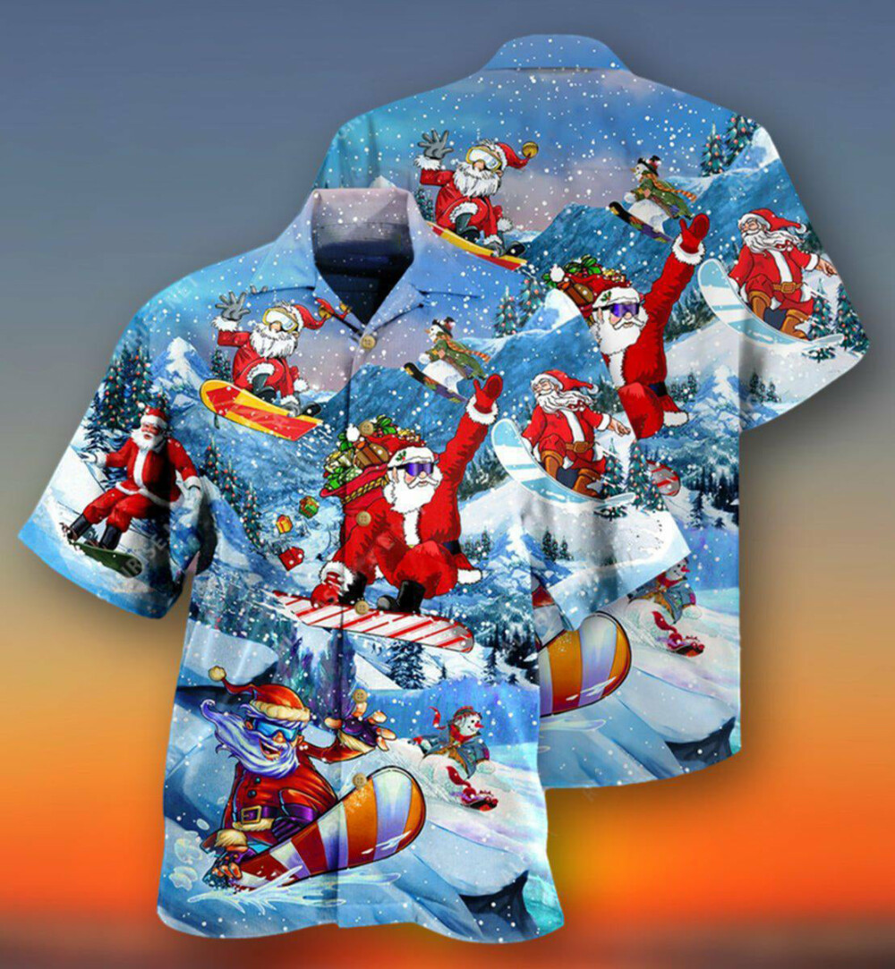 Christmas Close To Heaven Down To Earth Snowboarding With Snow - Hawaiian Shirt - Owl Ohh - Owl Ohh