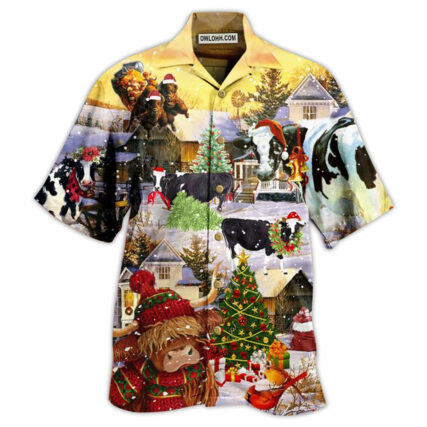 Cow Christmas Love Animals Love - Hawaiian Shirt - Owl Ohh - Owl Ohh