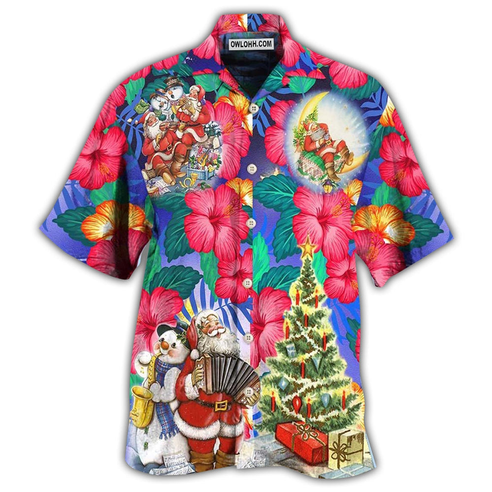 Christmas Flowers Tropical Santa Claus - Hawaiian Shirt - Owl Ohh - Owl Ohh