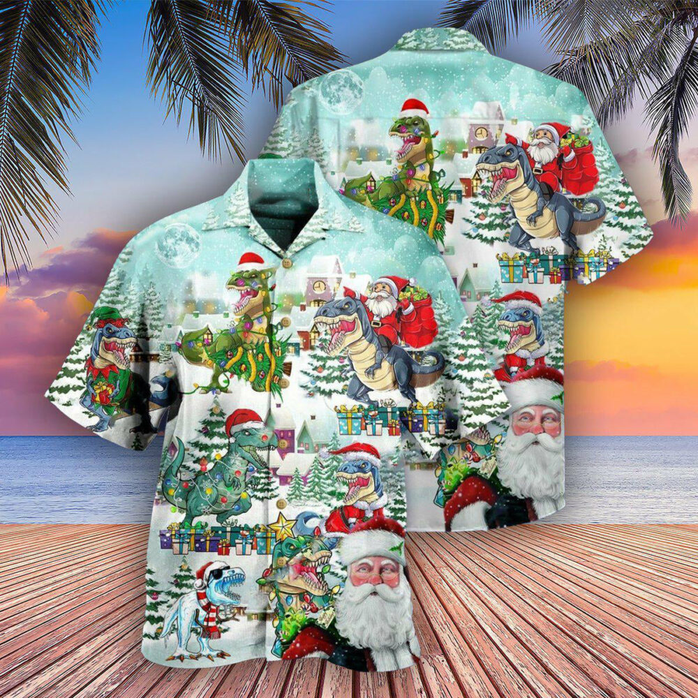 Christmas Have A Roarsome In Snow - Hawaiian Shirt - Owl Ohh - Owl Ohh
