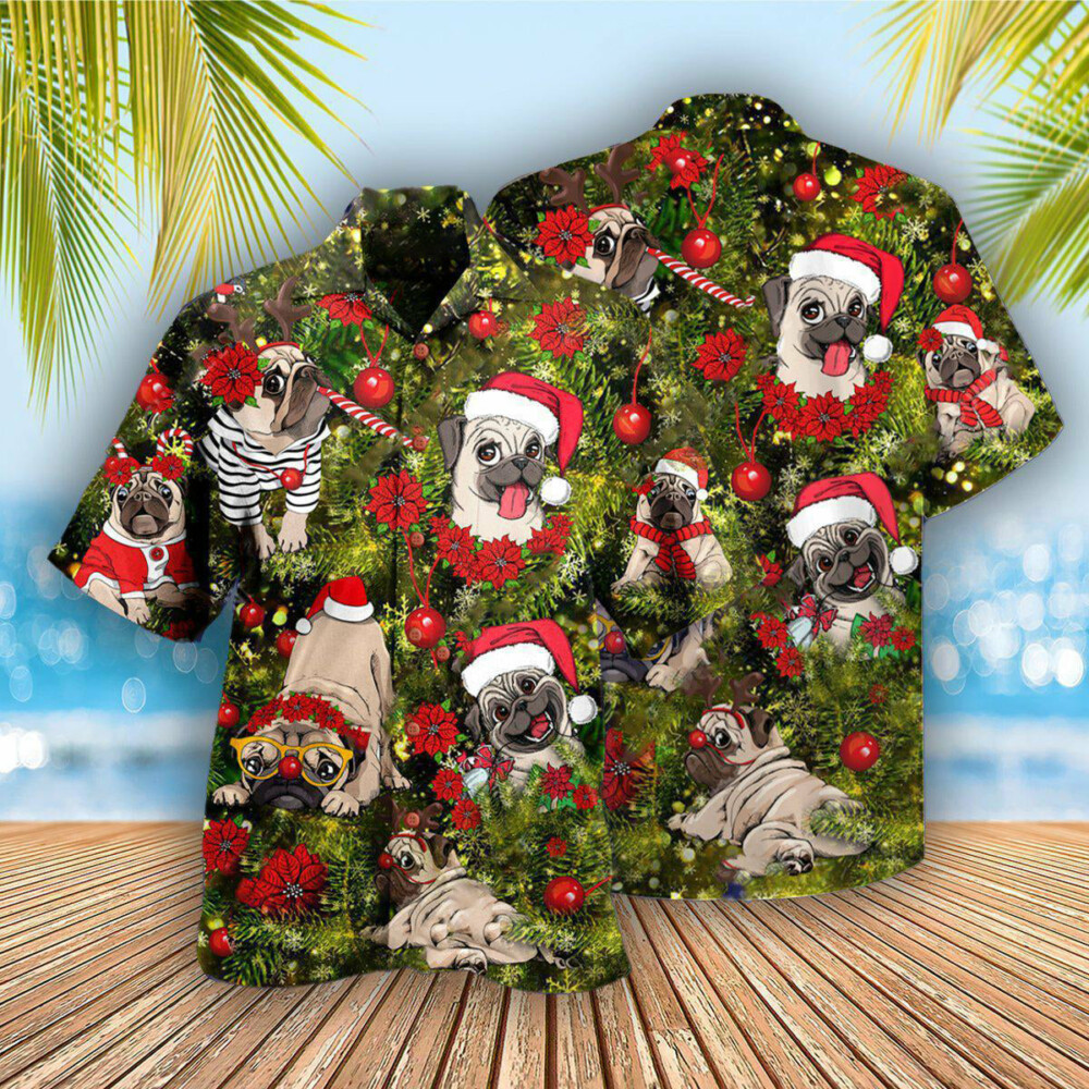 Christmas Have Yourself A Merry Little Pugmas In Grass - Hawaiian Shirt - Owl Ohh - Owl Ohh