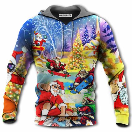 Christmas Jumping On Skateboard - Hoodie - Owl Ohh - Owl Ohh