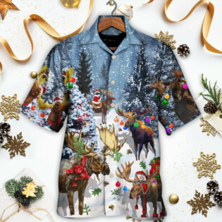 Christmas Merry Christ Moose - Hawaiian Shirt - Owl Ohh - Owl Ohh