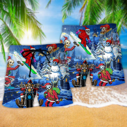 Christmas Night With Skull - Beach Short - Owl Ohh - Owl Ohh