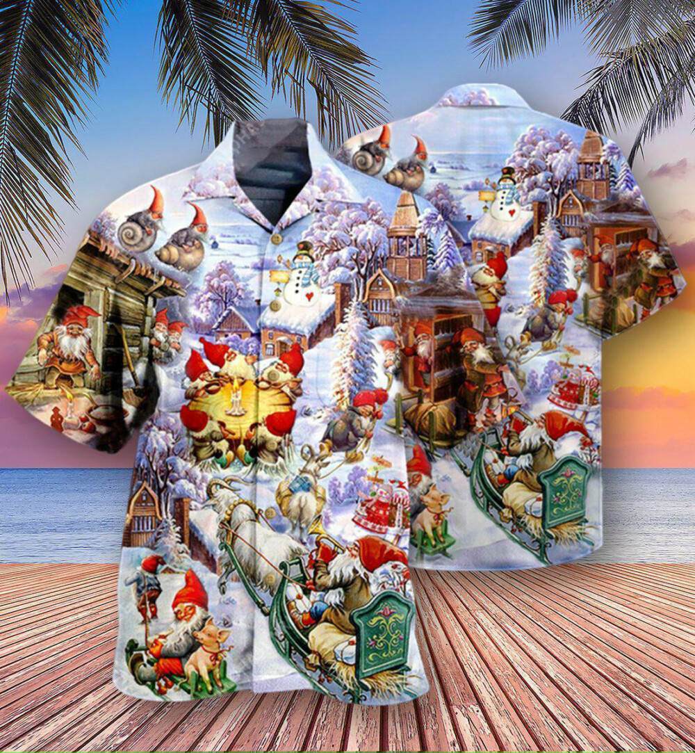 Christmas Oh Santa Claus Gnomes In Snow - Hawaiian Shirt - Owl Ohh - Owl Ohh