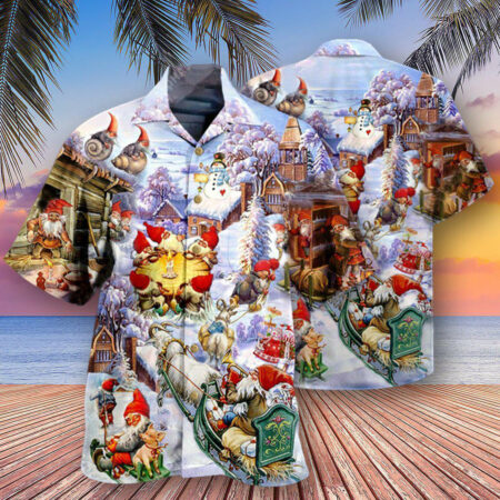 Christmas Oh Santa Claus Gnomes In Snow - Hawaiian Shirt - Owl Ohh - Owl Ohh