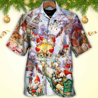 Christmas Oh Santa Claus Gnomes In Snow - Hawaiian Shirt - Owl Ohh - Owl Ohh