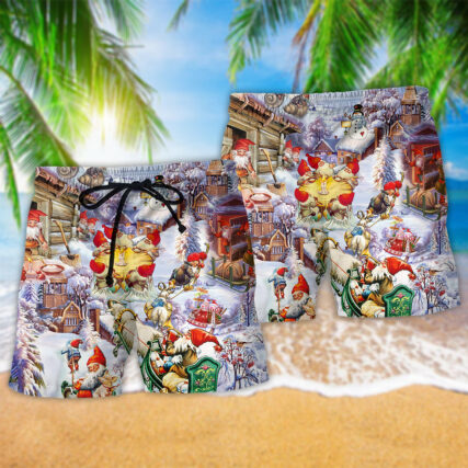 Christmas Oh Santa Claus Gnomes Snow - Beach Short - Owl Ohh - Owl Ohh