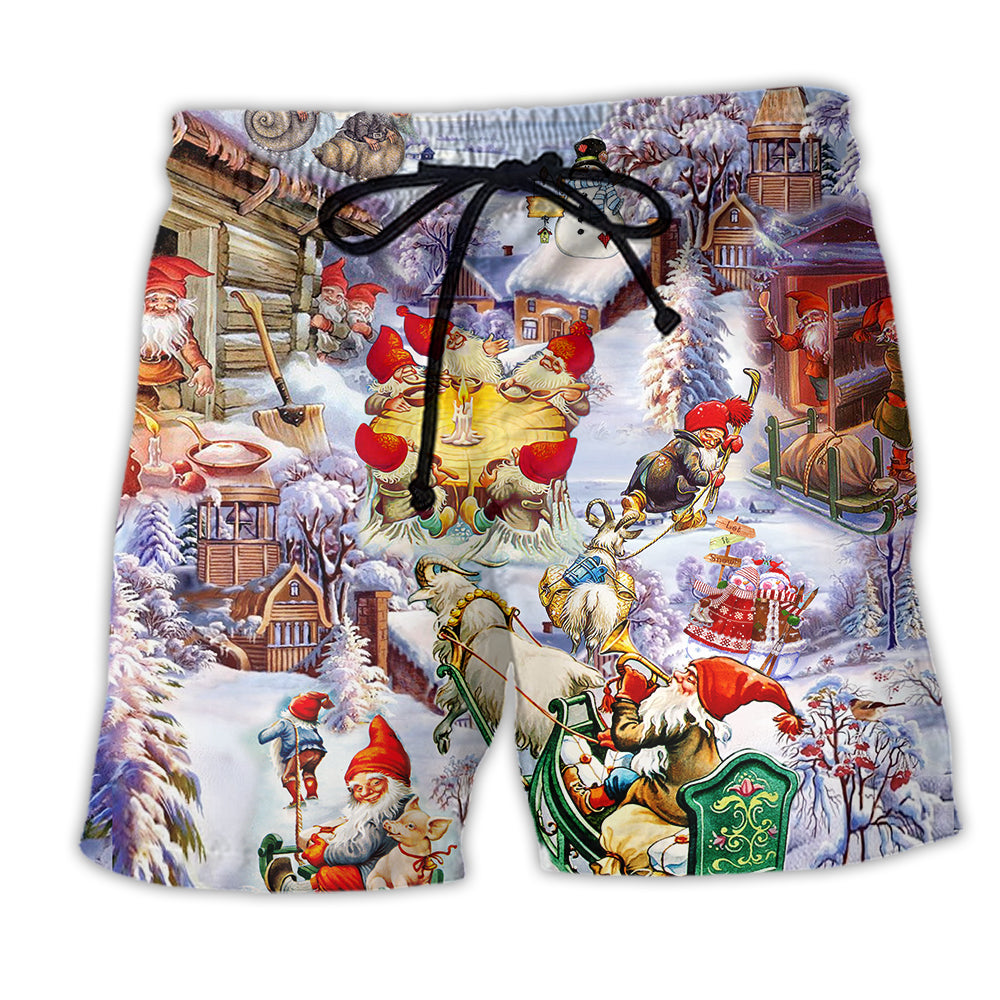 Christmas Oh Santa Claus Gnomes Snow - Beach Short - Owl Ohh - Owl Ohh