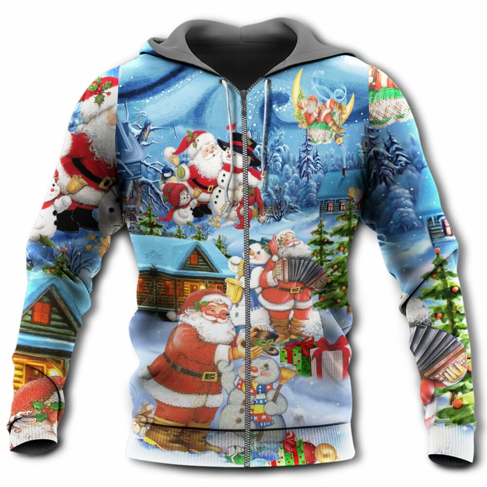 Christmas Santa And Snowman Best Friends - Hoodie - Owl Ohh - Owl Ohh