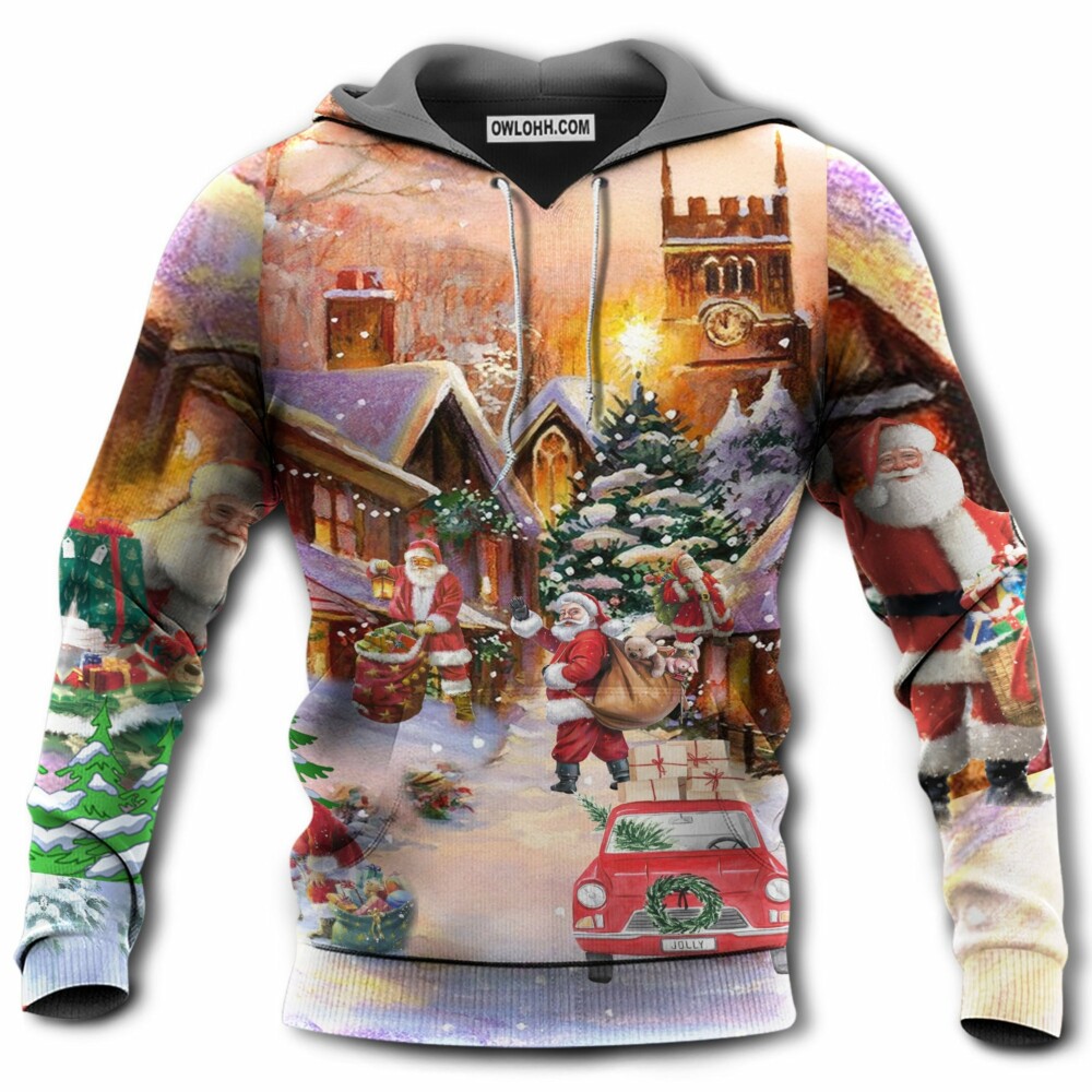 Christmas Santa Bring Gifts Truck - Hoodie - Owl Ohh - Owl Ohh