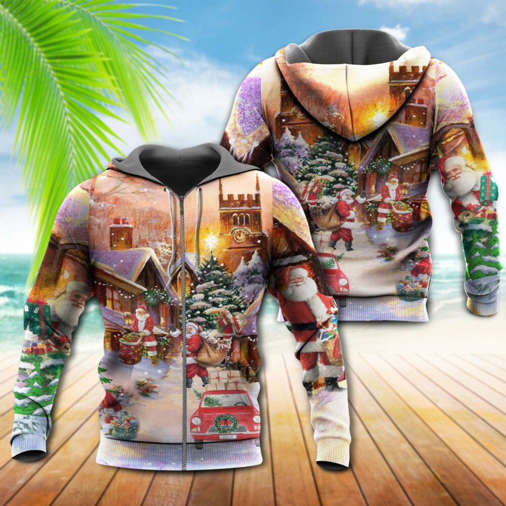 Christmas Santa Bring Gifts Truck - Hoodie - Owl Ohh - Owl Ohh