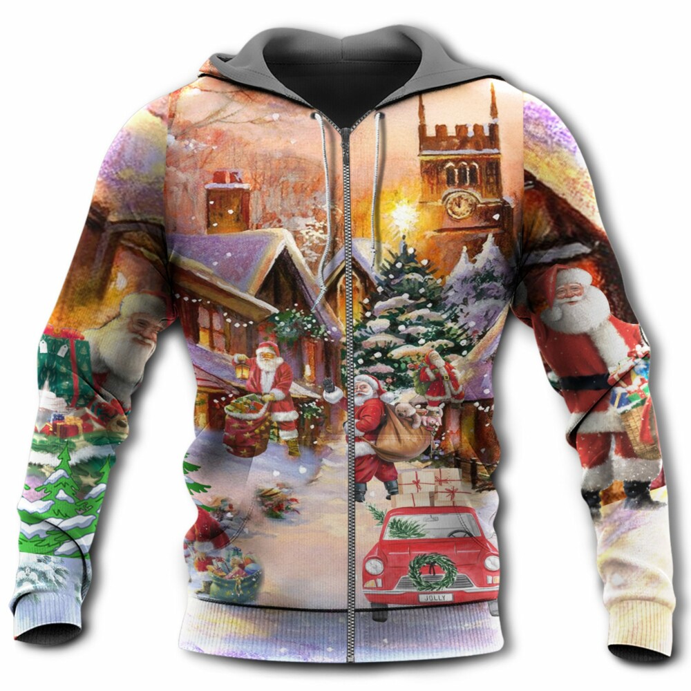 Christmas Santa Bring Gifts Truck - Hoodie - Owl Ohh - Owl Ohh