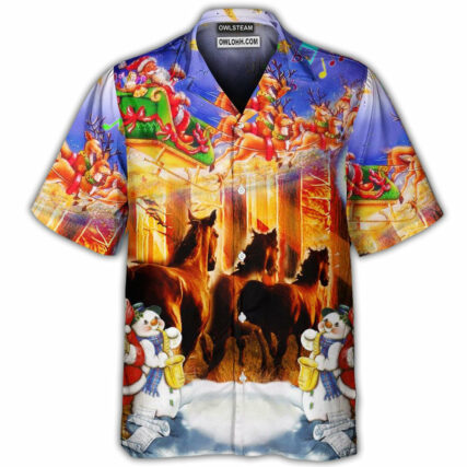Christmas Santa Claus Horse Merry Christmas - Hawaiian Shirt - Owl Ohh - Owl Ohh