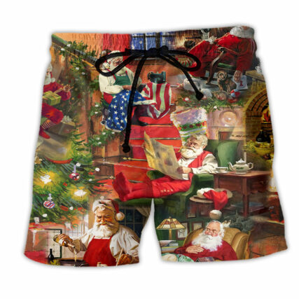 Christmas Santa Claus In Daily Life - Beach Short - Owl Ohh - Owl Ohh