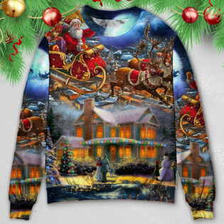 Christmas Santa Claus Snowman Family In Love Light Art Style - Sweater - Ugly Christmas Sweaters - Owl Ohh - Owl Ohh