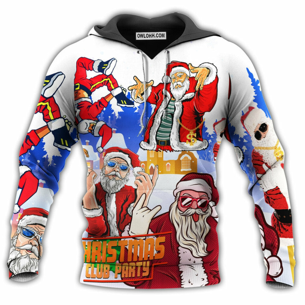 Christmas Santa Dances Like A Star With Red Style - Hoodie - Owl Ohh - Owl Ohh