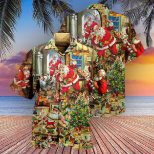 Christmas Santa's Toy Workshop Christmas Night - Hawaiian Shirt - Owl Ohh - Owl Ohh