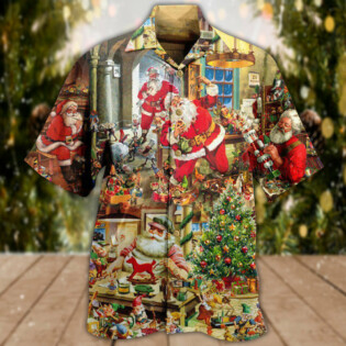Christmas Santa's Toy Workshop Christmas Night - Hawaiian Shirt - Owl Ohh - Owl Ohh