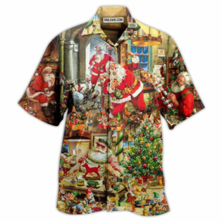 Christmas Santa's Toy Workshop Christmas Night - Hawaiian Shirt - Owl Ohh - Owl Ohh