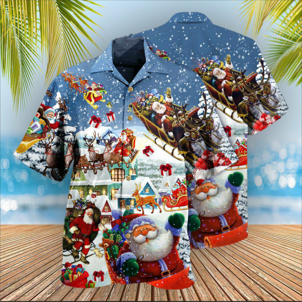 Christmas Say Hi From Santa's Sleigh Snow - Hawaiian Shirt - Owl Ohh - Owl Ohh