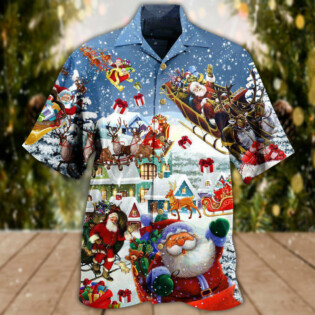 Christmas Say Hi From Santa's Sleigh Snow - Hawaiian Shirt - Owl Ohh - Owl Ohh