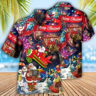 Christmas Spreading Plane With Santa Claus - Hawaiian Shirt - Owl Ohh - Owl Ohh