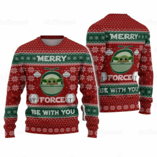Christmas Star Wars Merry Force Baby Yoda - Sweater - Ugly Christmas Sweater - Owl Ohh-Owl Ohh
