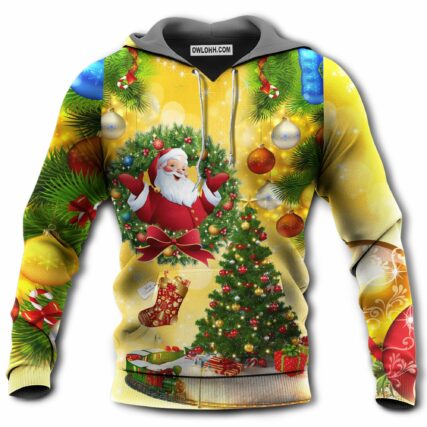 Christmas Tree Yellow Santa - Hoodie - Owl Ohh - Owl Ohh