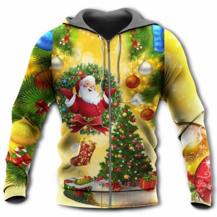 Christmas Tree Yellow Santa - Hoodie - Owl Ohh - Owl Ohh