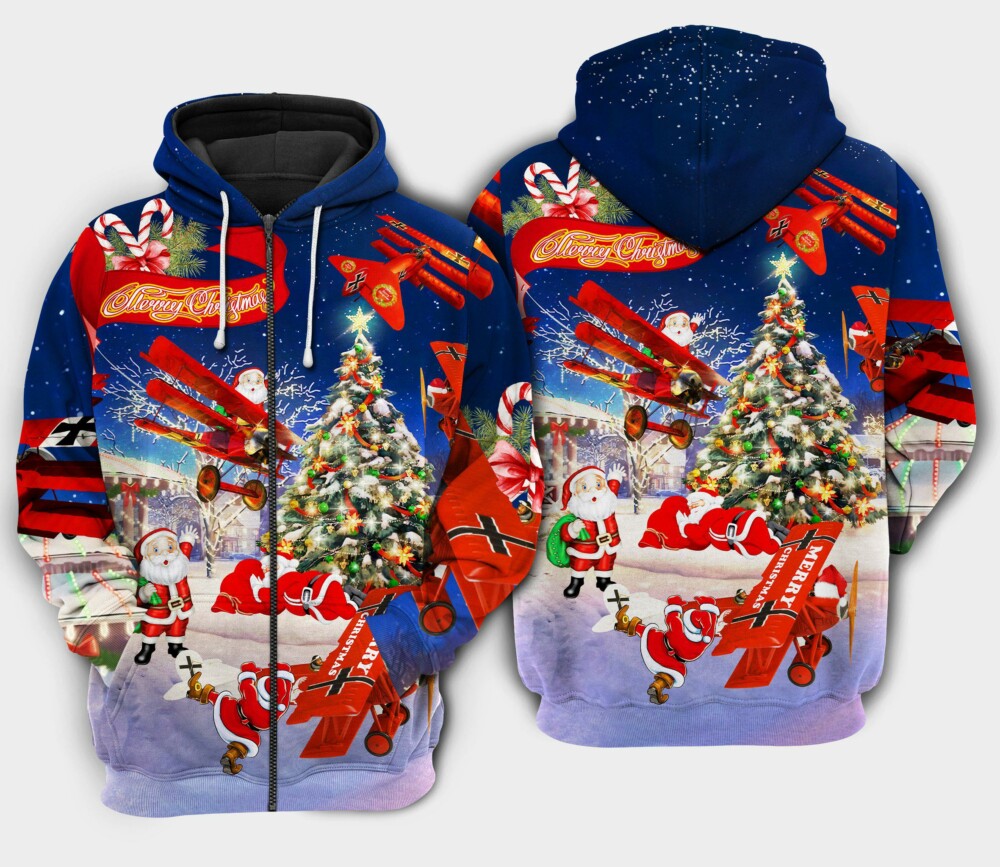 Christmas santa loves airplane - Hoodie - HOOD02NVC040921