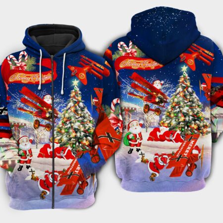 Christmas santa loves airplane - Hoodie - HOOD02NVC040921