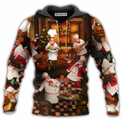 Chef Merry Christmas Happy - Hoodie - Owl Ohh - Owl Ohh