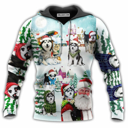Husky Christmas Dog Happy - Hoodie - Owl Ohh - Owl Ohh