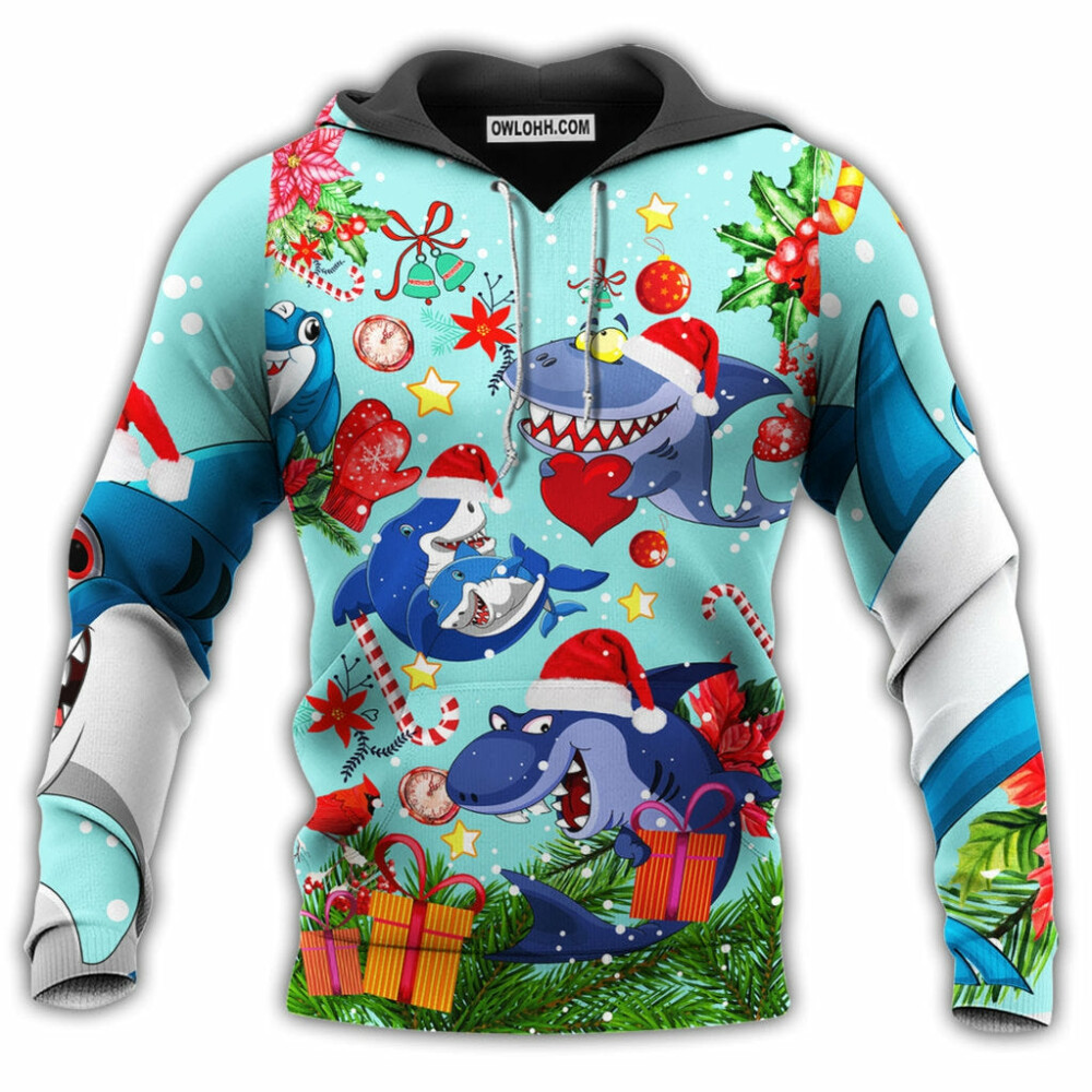 Christmas Love Sharks In The Ocean - Hoodie - Owl Ohh - Owl Ohh