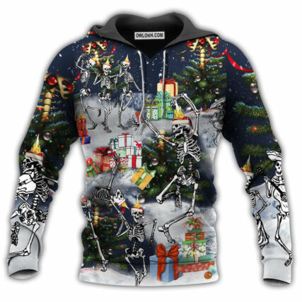 Christmas Skull Dancing Happy In The Night - Hoodie - Owl Ohh - Owl Ohh