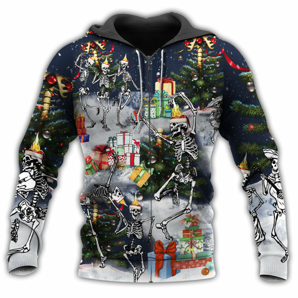 Christmas Skull Dancing Happy In The Night - Hoodie - Owl Ohh - Owl Ohh