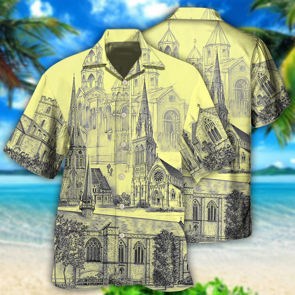 Church With Grey Vintage Style - Hawaiian Shirt - Owl Ohh - Owl Ohh