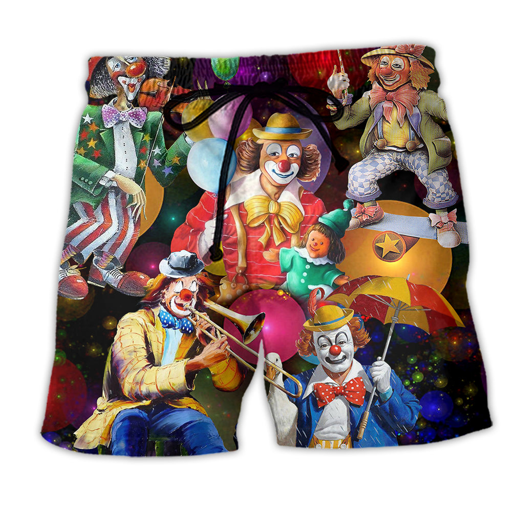 Clown Funny Happy In The Night - Beach Short - Owl Ohh - Owl Ohh