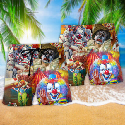 Clown Funny Happy With Various Face - Beach Short - Owl Ohh - Owl Ohh