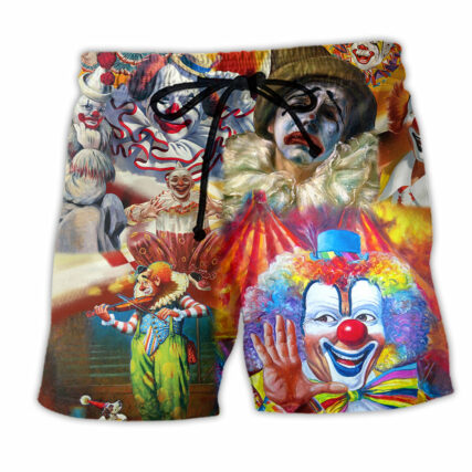Clown Funny Happy With Various Face - Beach Short - Owl Ohh - Owl Ohh