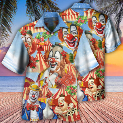 Clown Merry Christmas Flowers - Hawaiian Shirt - Owl Ohh - Owl Ohh