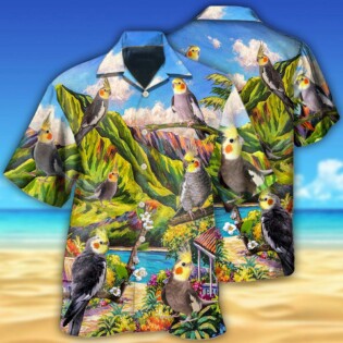 Parrot Cockatiel Beautiful Landscape - Hawaiian Shirt - Owl Ohh - Owl Ohh