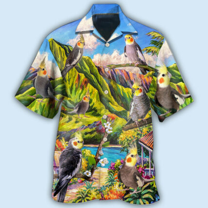 Parrot Cockatiel Beautiful Landscape - Hawaiian Shirt - Owl Ohh - Owl Ohh