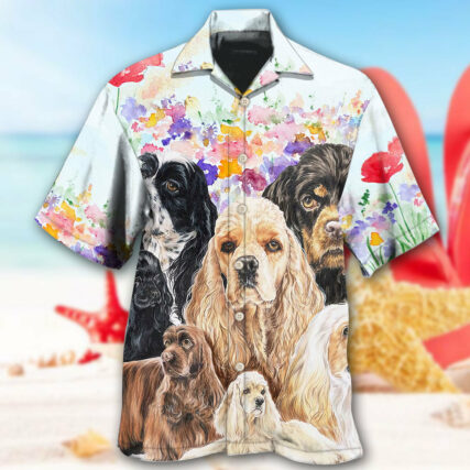 Cocker Spaniel Dog And Flowers Lover - Hawaiian Shirt - Owl Ohh - Owl Ohh