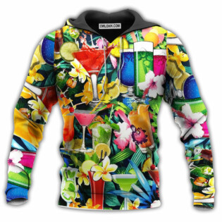 Cocktail And Tropical Flowers - Hoodie - Owl Ohh - Owl Ohh