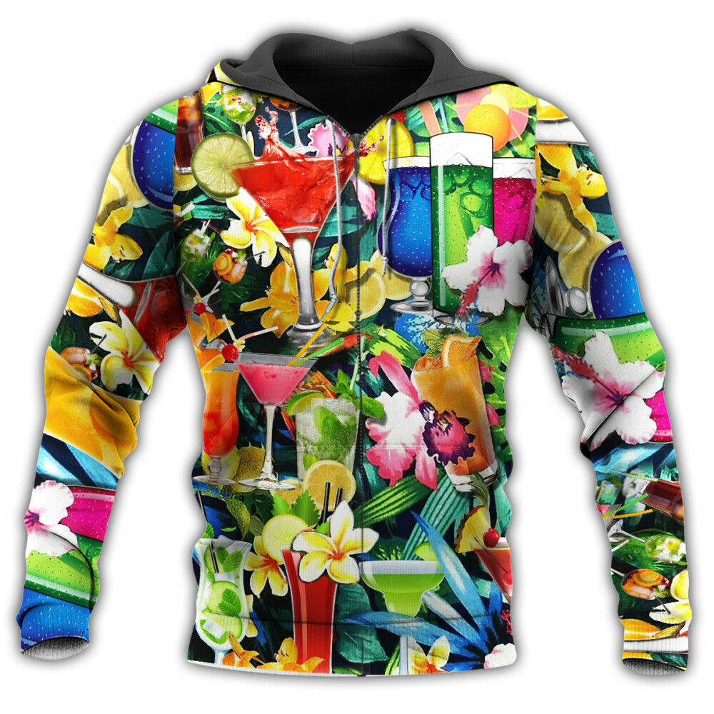 Cocktail And Tropical Flowers - Hoodie - Owl Ohh - Owl Ohh